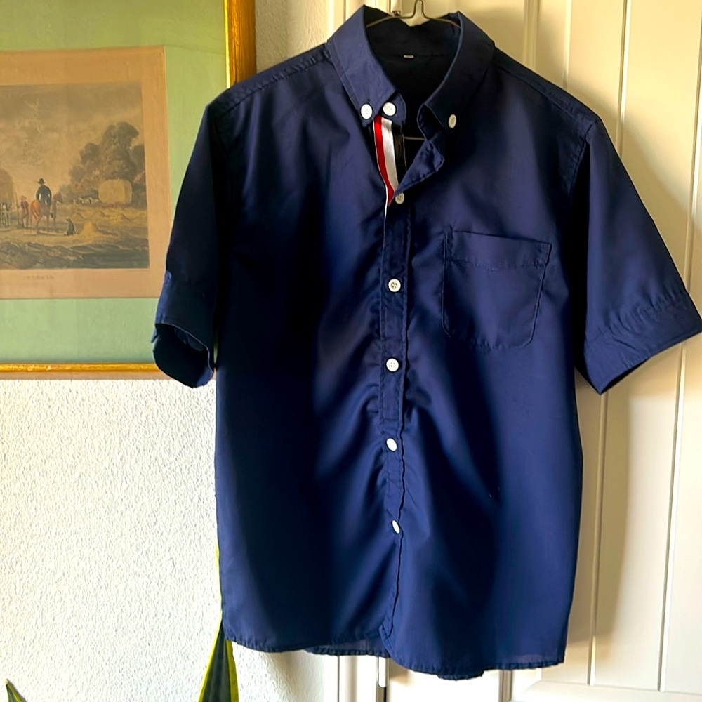 Vintage navy blue button down shirt XS-S
